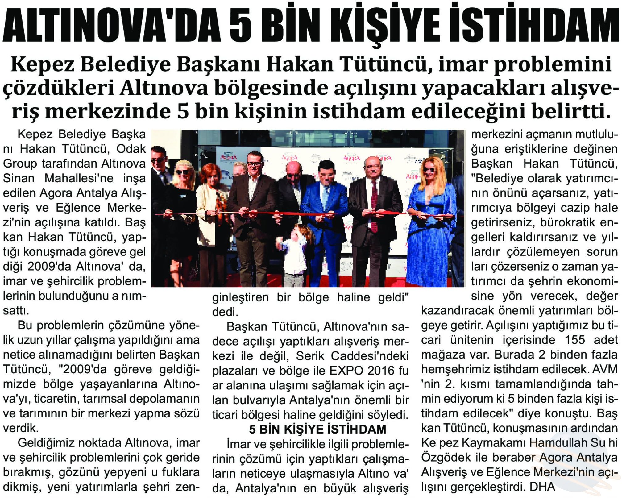 ALTINOVA'DA 5 BİN KİŞİYE İSTİHDAM