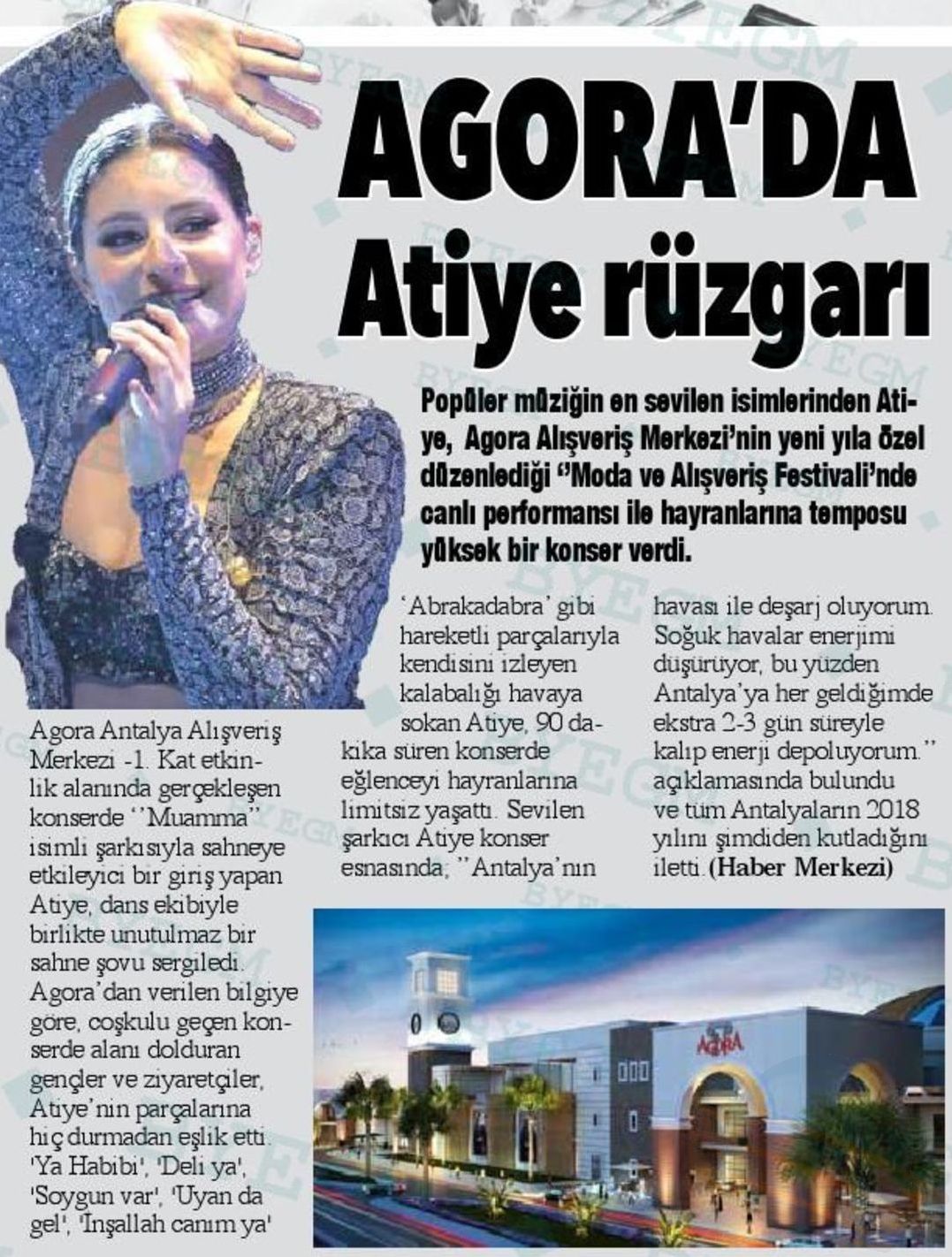 AGORA AVM'DE ATİYE RÜZGARI