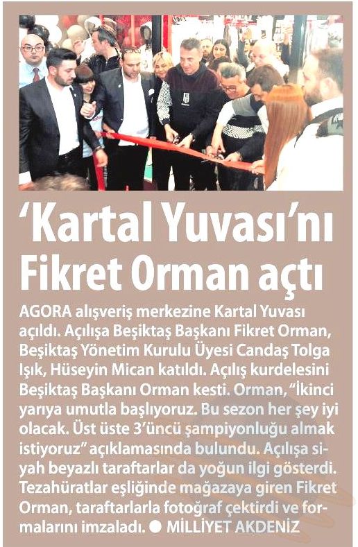 AGORA KARTAL YUVASINI FİKRET ORMAN AÇTI!